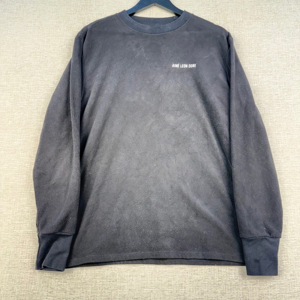 Aime Leon Dore Mens Lrg Black Fleece Long Sleeve Crewneck Sweater Made in Canada